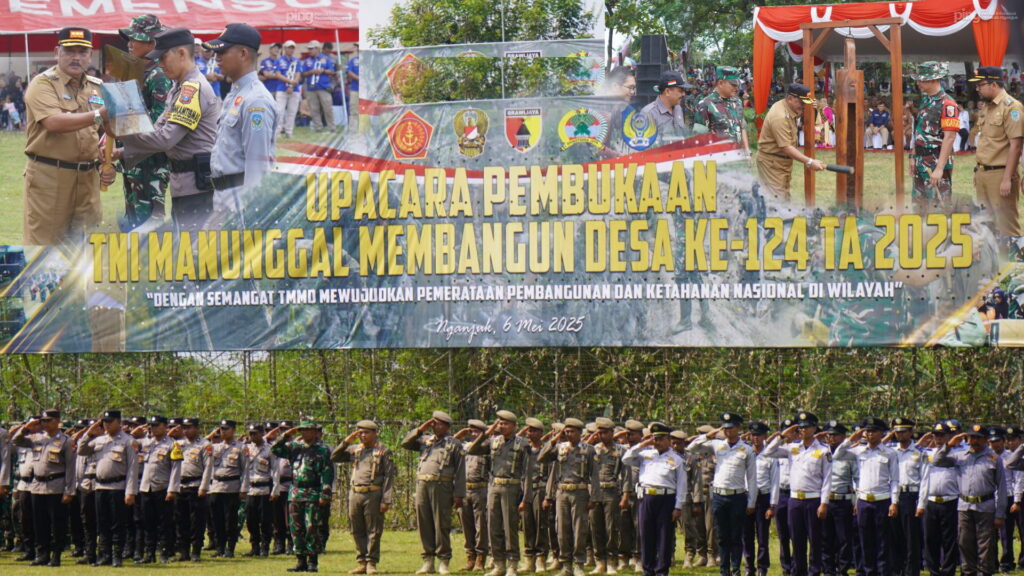Bupati Nganjuk Pukul Gong, dimulainya TMMD ke 124 tahun 2025.