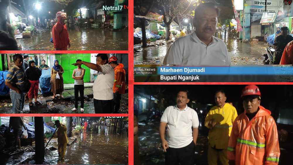 Bupati Nganjuk Tinjau Langsung Lokasi Banjir di Belakang Pasar Wage
