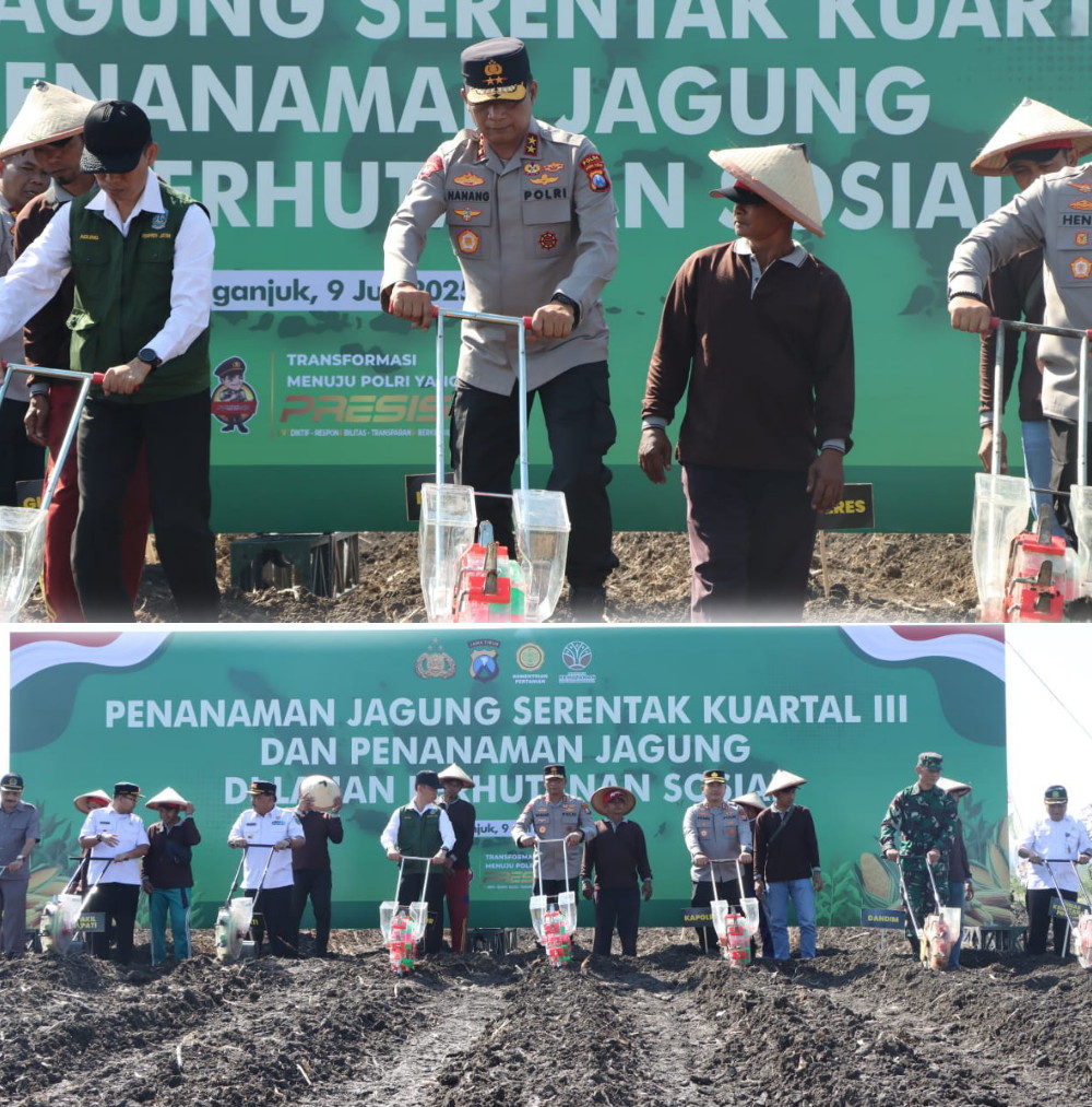 Kapolda Jatim Pimpin Penanaman Jagung Serentak di Nganjuk, Dukung Target Nasional 10 Juta Ton