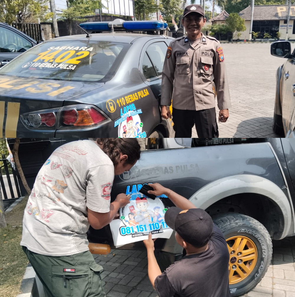 Mobil Dinas Polres Nganjuk Ditempeli Stiker Hotline dan WA Lapor Kapolres, Layanan 24 Jam Nonstop
