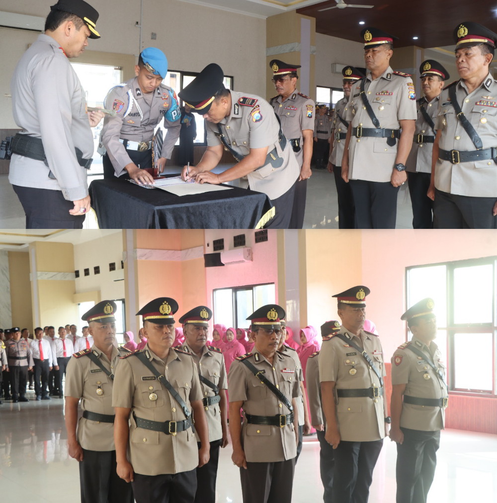 Kapolres Nganjuk Pimpin Sertijab Empat Kapolsek dan Pengukuhan Tiga Pejabat Baru