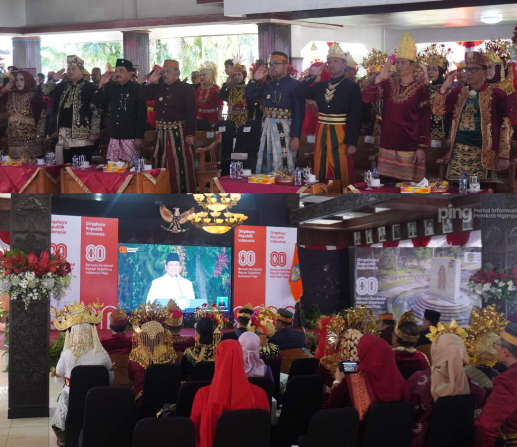 Bupati dan Wakil Bupati Nganjuk Ikuti Upacara Detik-Detik Proklamasi Secara Virtual