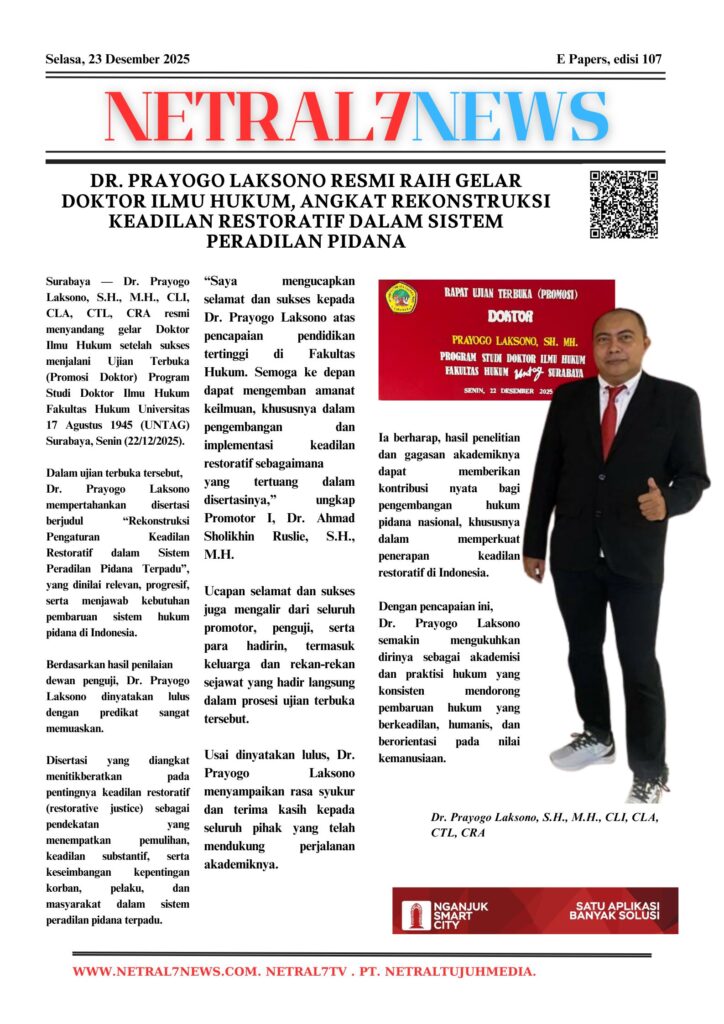 Dr. Prayogo Laksono Resmi Raih Gelar Doktor Ilmu Hukum, Angkat Rekonstruksi Keadilan Restoratif dalam Sistem Peradilan Pidana