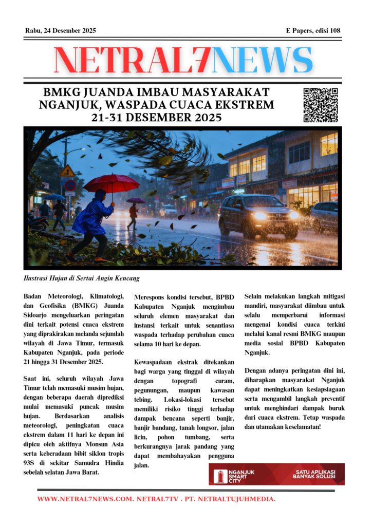 BMKG Juanda Imbau Masyarakat Nganjuk, Waspada Cuaca Ekstrem 21-31 Desember 2025
