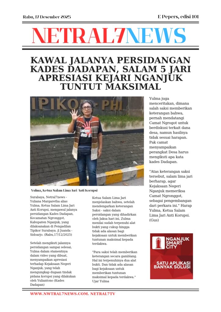 Kawal Jalanya Persidangan Kades Dadapan, Salam 5 Jari Apresiasi Kejari Nganjuk Tuntut Maksimal