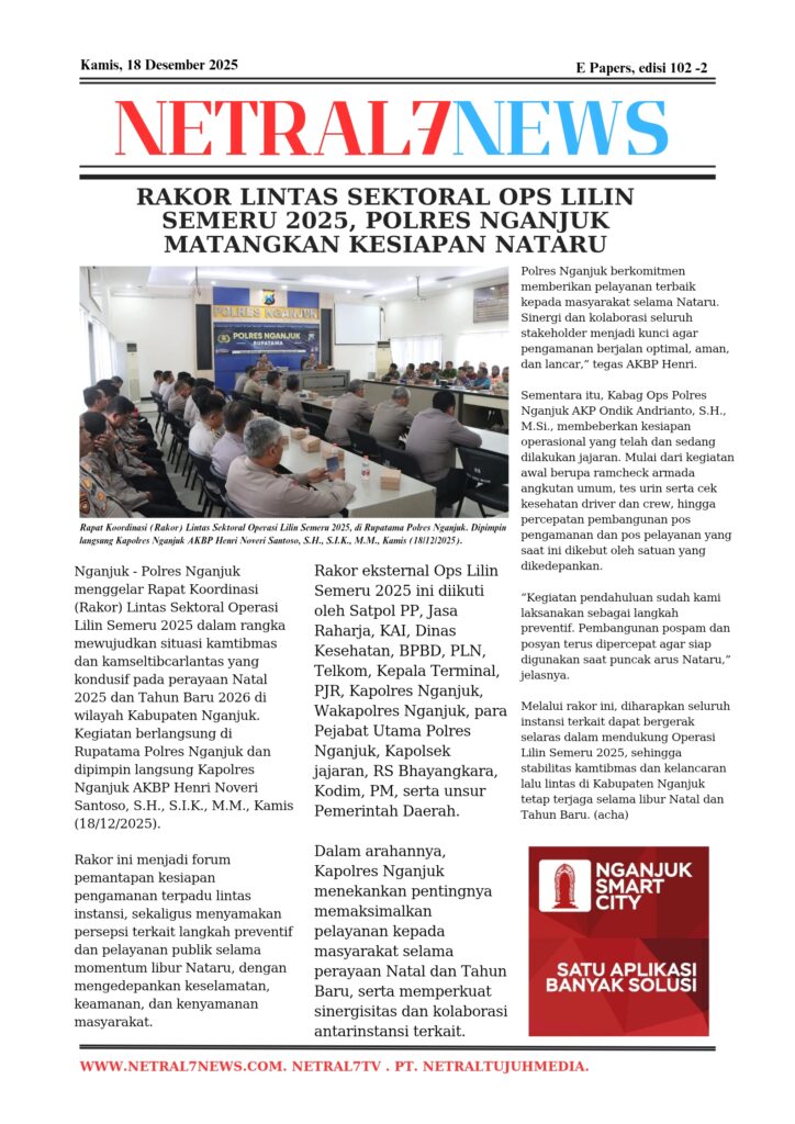 Rakor Lintas Sektoral Ops Lilin Semeru 2025, Polres Nganjuk Matangkan Kesiapan Nataru