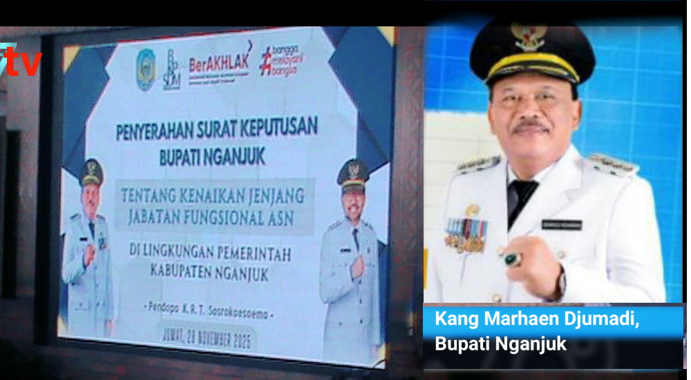 Kang Marhaen, bupati Nganjuk, serahkan SK bupati kepada 355 ASN. 