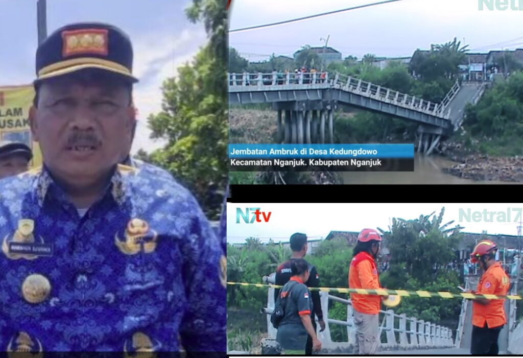 Kang Marhaen, Bupati Nganjuk, sidak Jembatan Ambruk, di Desa Kedungdowo.