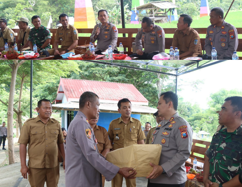 Kapolres Nganjuk Perkuat Silaturahmi Kamtibmas di Ngetos, Serahkan Bantuan Gergaji Mesin