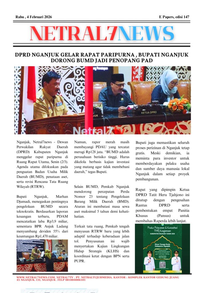 DPRD Nganjuk Gelar Rapat Paripurna , Bupati Nganjuk Dorong BUMD Jadi Penopang PAD