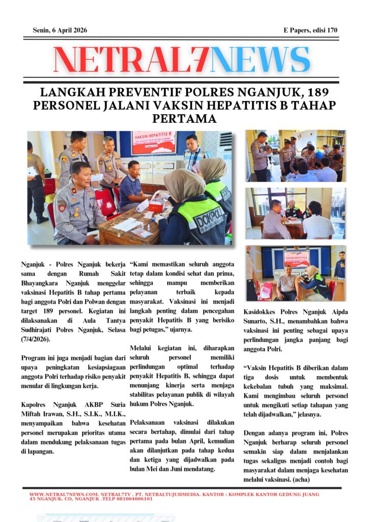 Langkah Preventif Polres Nganjuk, 189 Personel Jalani Vaksin Hepatitis B Tahap Pertama