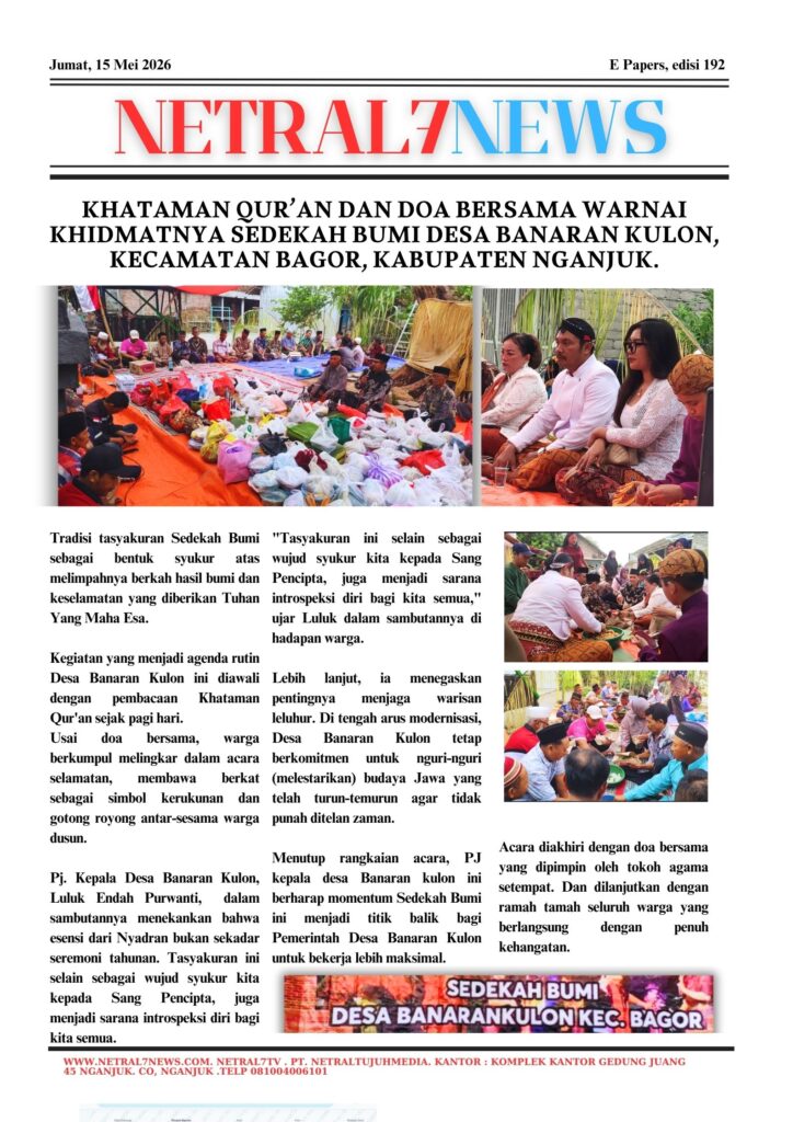 Khataman Qur’an dan Doa Bersama Warnai Khidmatnya Sedekah Bumi Desa Banaran Kulon, Kecamatan Bagor, Kabupaten Nganjuk.