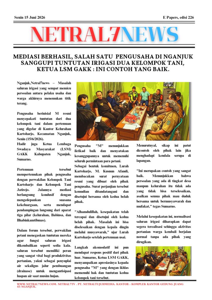 Mediasi Berhasil, Pengusaha di Nganjuk Sanggupi Tuntutan Irigasi Dua Kelompok Tani, Ketua LSM GAKK : ini Contoh yang Baik.
